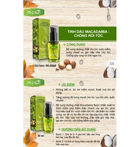 Tinh dầu MACADAMIA - Chống dối tóc M.Pros